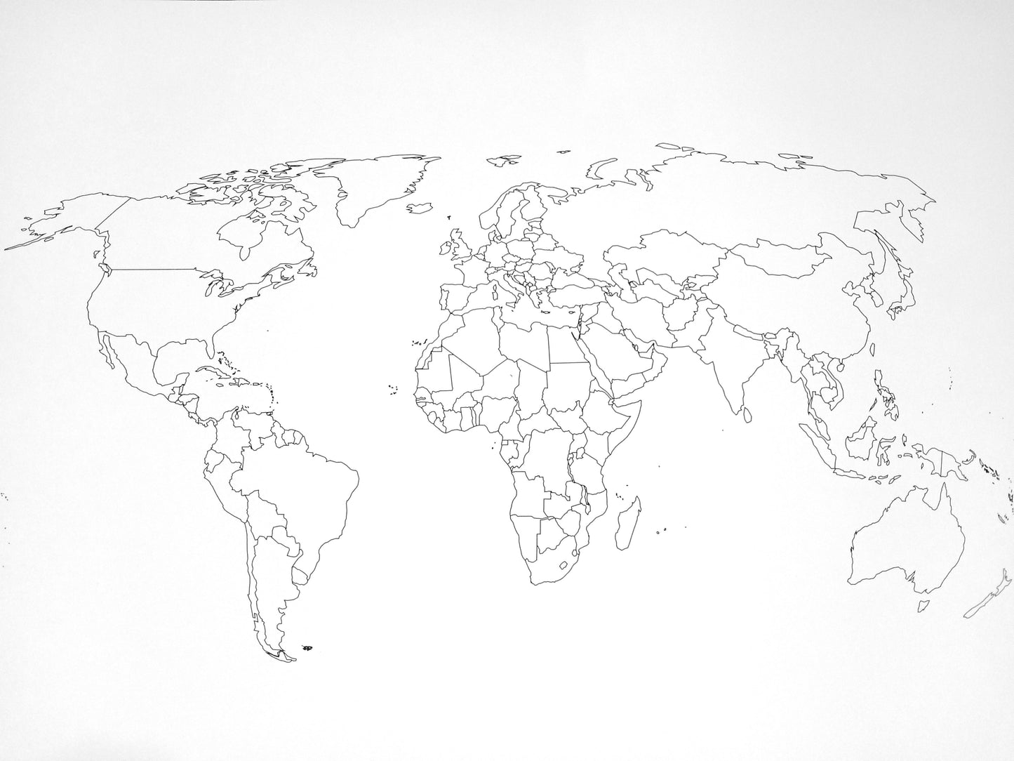 Blank World Map in Watercolor Paper