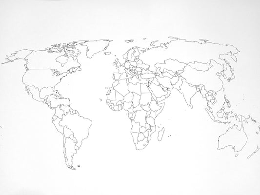 Blank World Map in Watercolor Paper