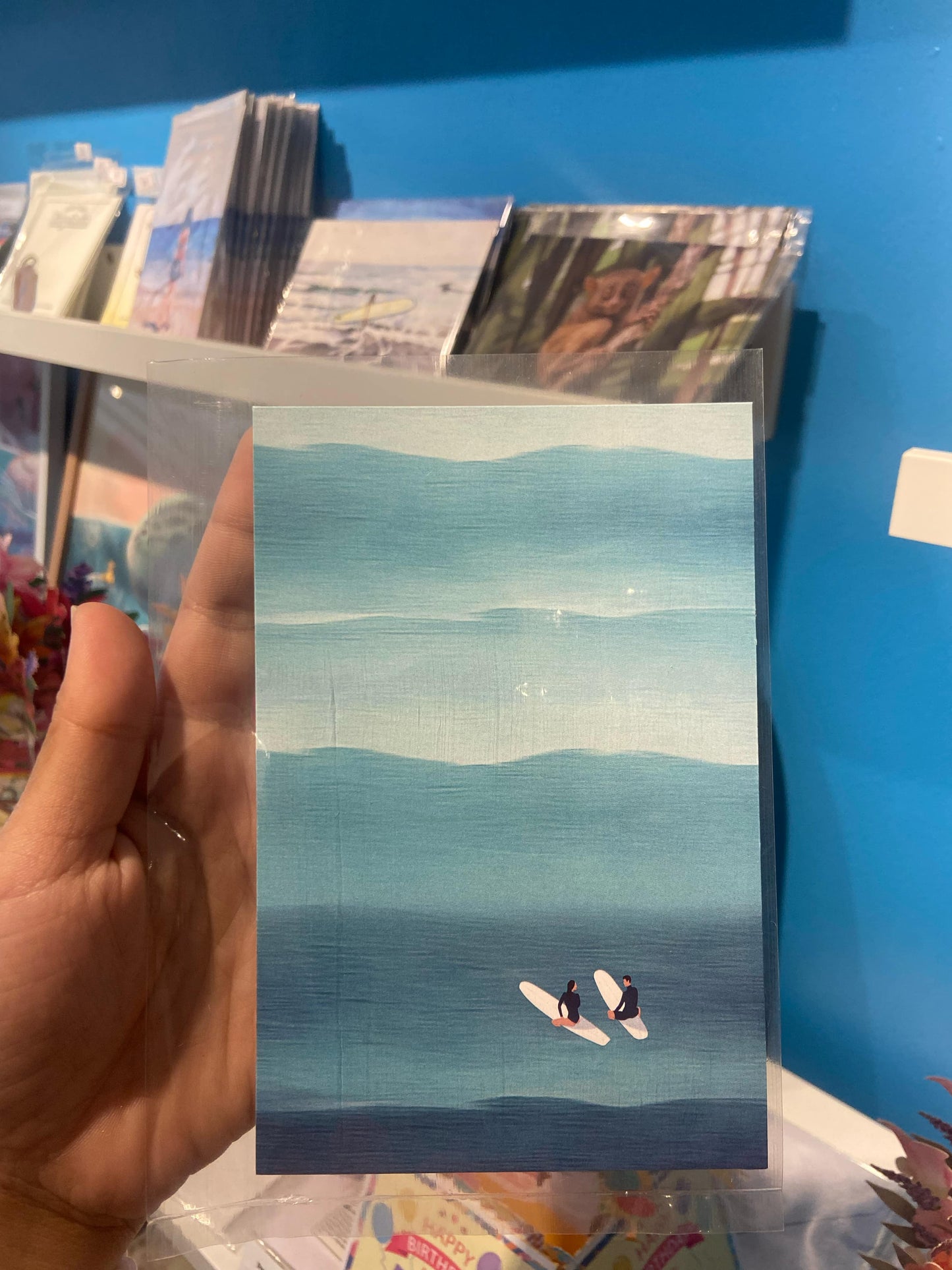 Surfing in  Daybreak Postcard