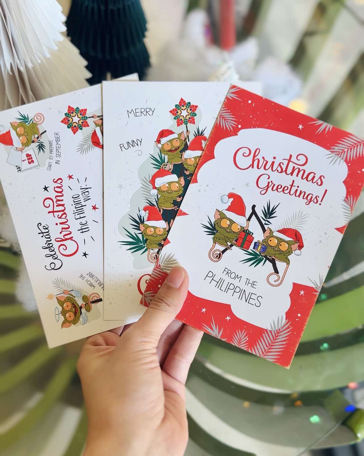 Tarsier Christmas Postcards Set of 3