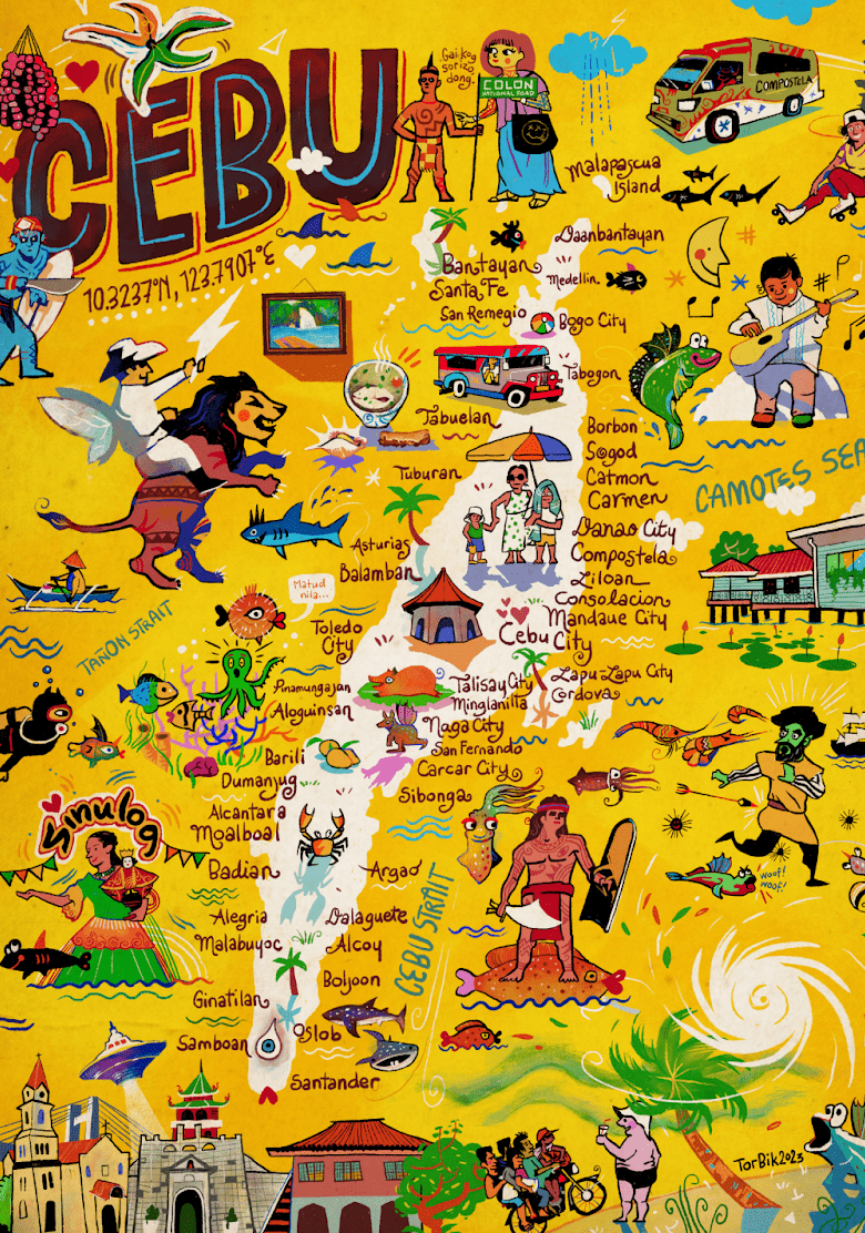 Fun Map of Cebu Poster by Victor Cantal – Siyam