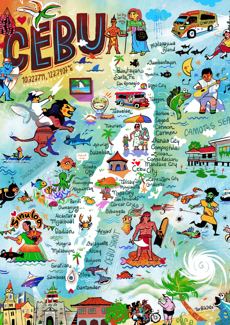 Fun Map of Cebu Poster by Victor Cantal