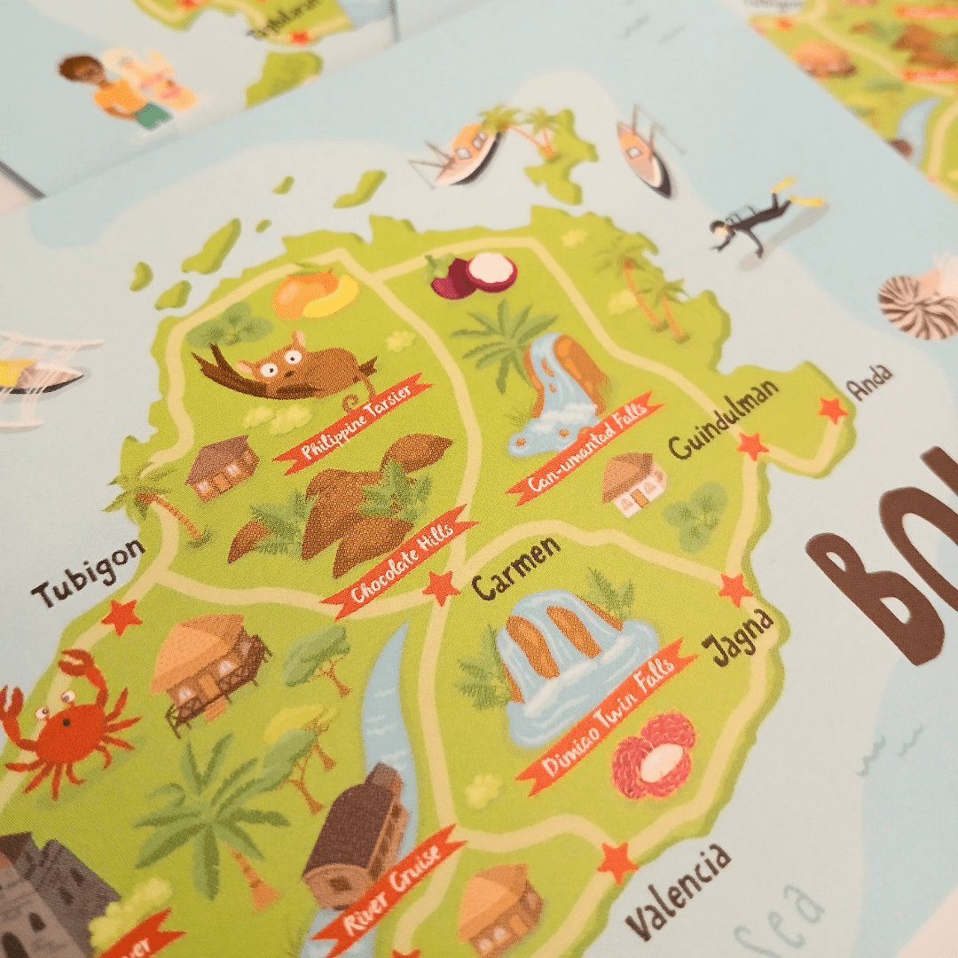 Bohol Illustrated Map Postcard