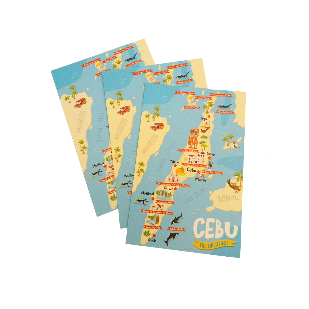 Cebu Illustrated Map Postcard