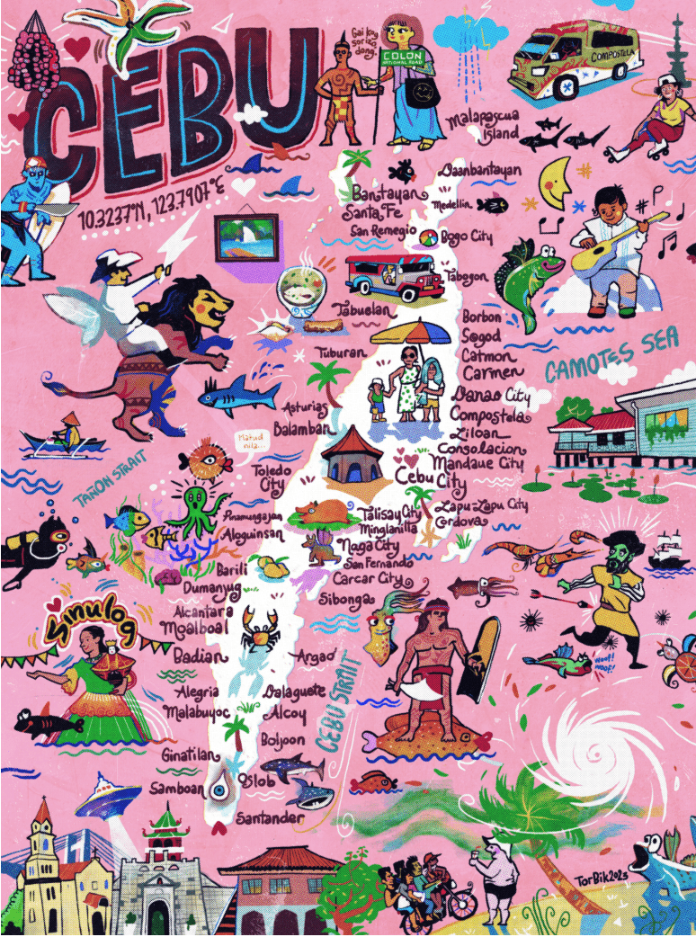 Fun Map of Cebu Poster by Victor Cantal