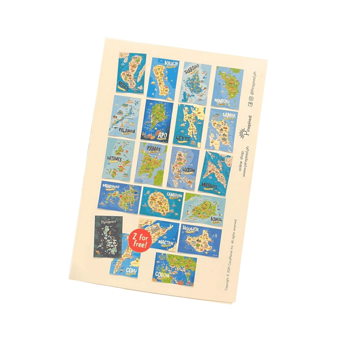 Island Illustrated Maps Postcard Set Of 20