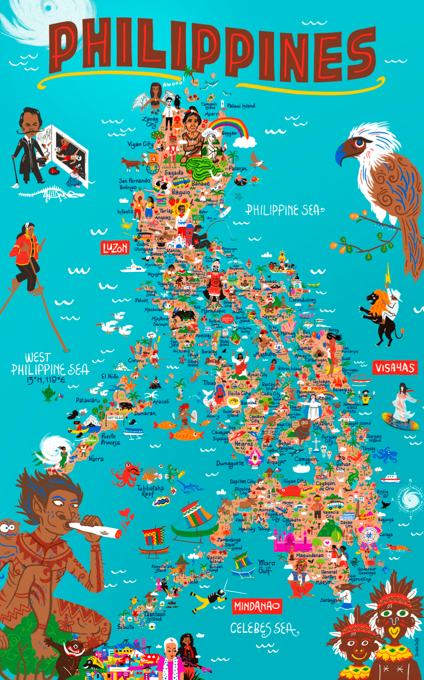 Fun Map of the Philippines Poster by Victor Cantal